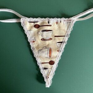 Womens COFFEE CUP GString Thong Lingerie Waitress Underwear